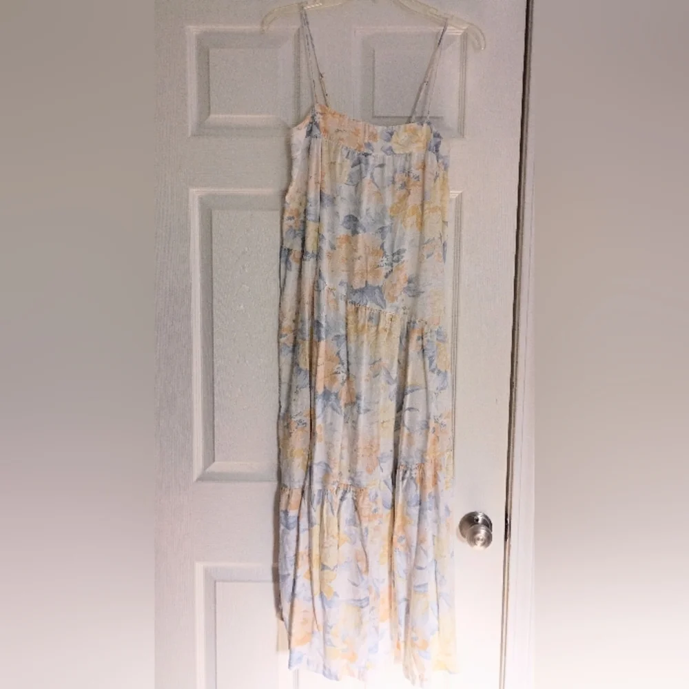 Abercrombie & Fitch Floral Maxi Dress in Cream, Yellow & Blue